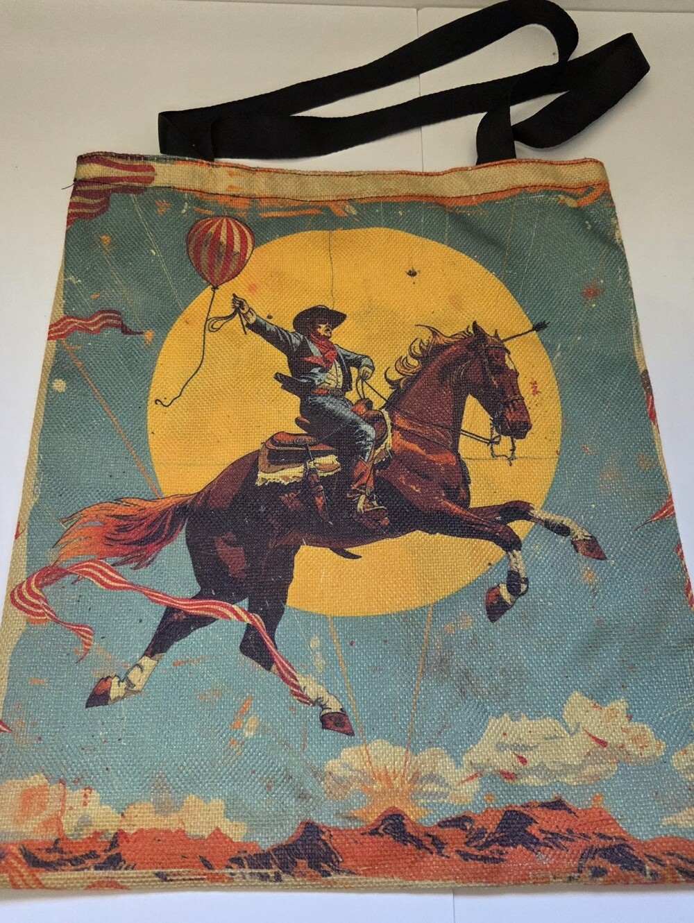 Three Southwestern Desert Cowgirl Cowboy Tote Bags - Picture 3 of 11